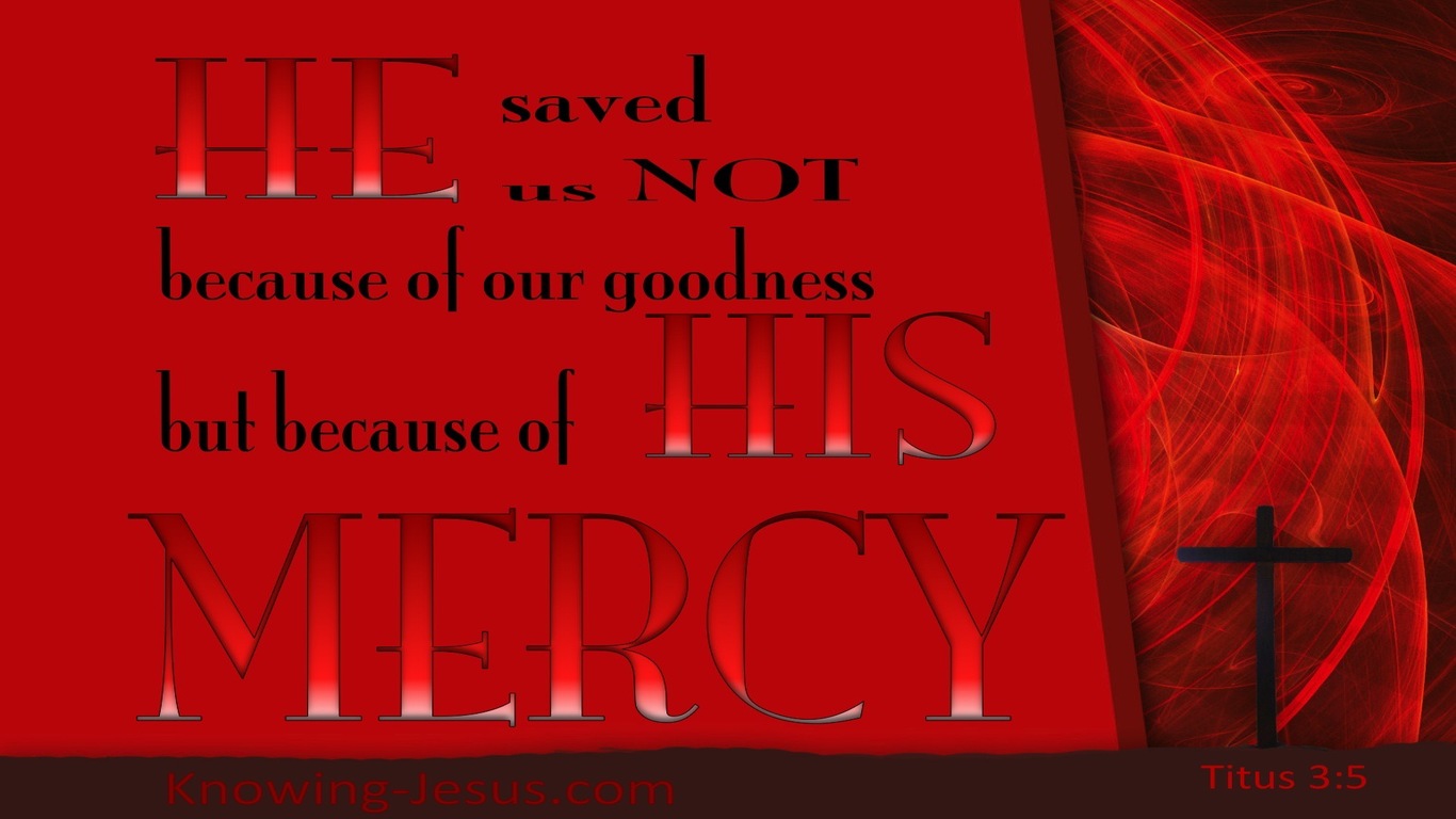 Titus 3:5 He Saved Us By His Mercy (red)